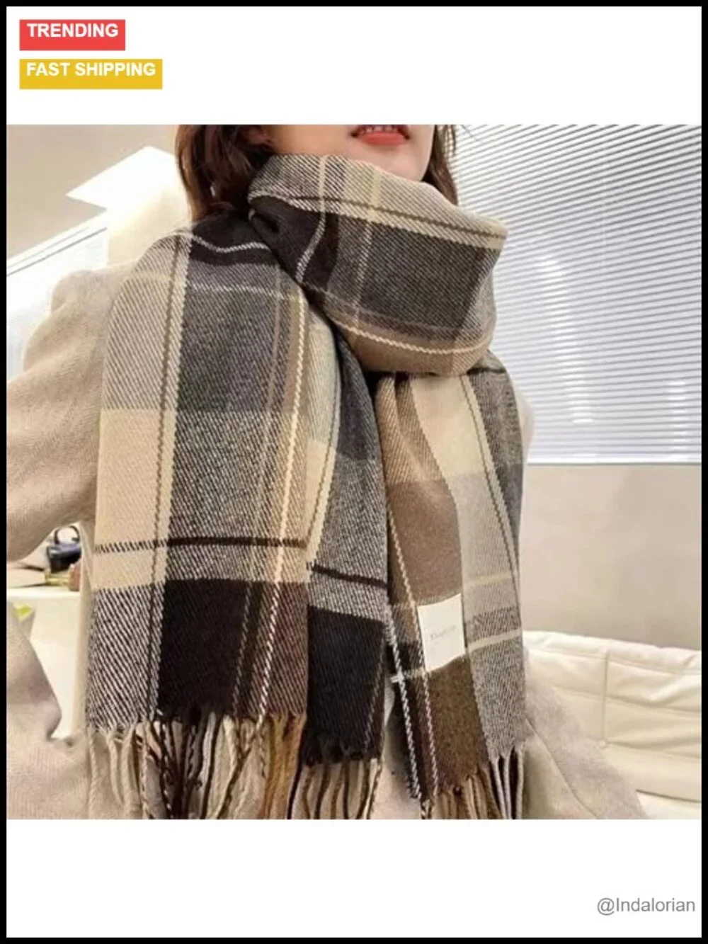 Scottish Tartan Plaid Soft Warm Winter Scarf Shawl Wrap with Fringes
